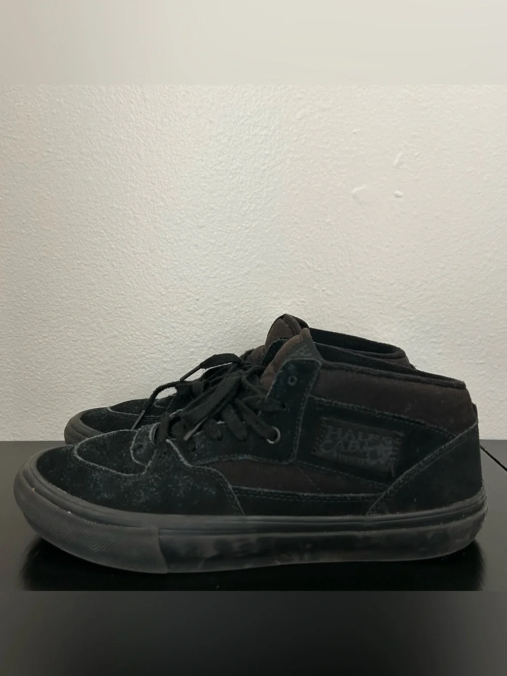 Vans Half Cab Triple Black Suede Skateboard Sneakers Men's Size 9 Pop Cush Shoes